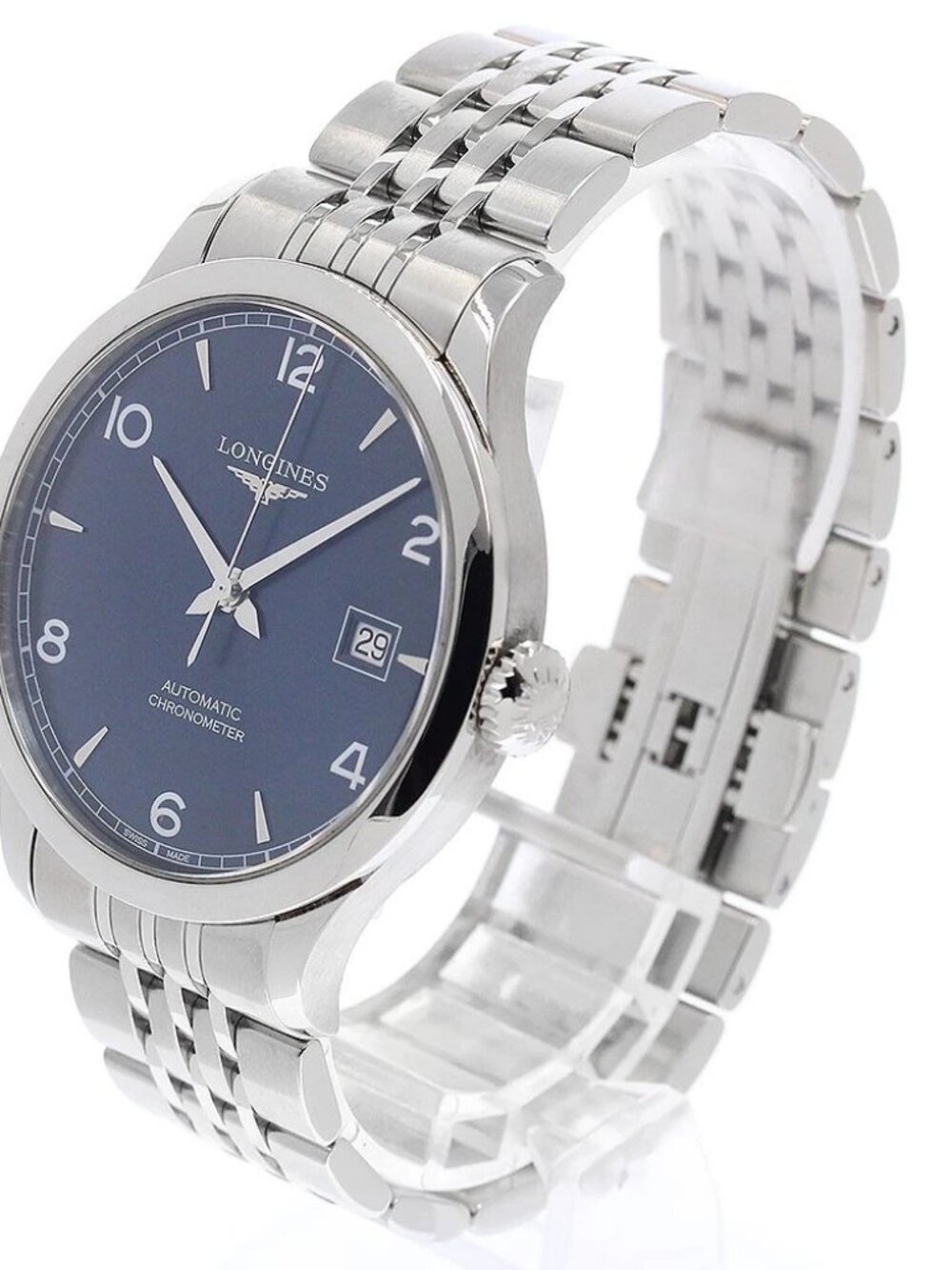 LONGINES record L2.820.4 Date Navy Dial Automatic Men's Watch_945580